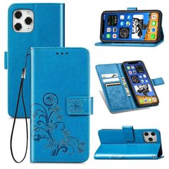 Чехол Clover для Iphone 11 Pro Max книжка с узором кожа PU голубой