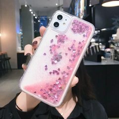 Чехол Glitter для Iphone 12 бампер жидкий блеск розовый