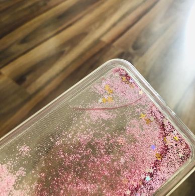 Чехол Glitter для Samsung A8 2018 / A530 бампер Жидкий блеск звезды Розовый УЦЕНКА