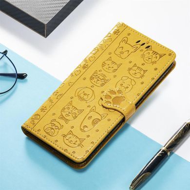 Чехол Embossed Cat and Dog для Xiaomi Poco C85 4G EU 173 mm книжка кожа PU с визитницей желтый