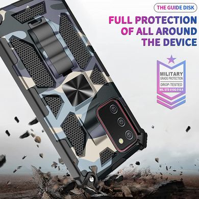 Чехол Military Shield для Samsung Galaxy A02s / A025 бампер противоударный с подставкой Navy-Blue