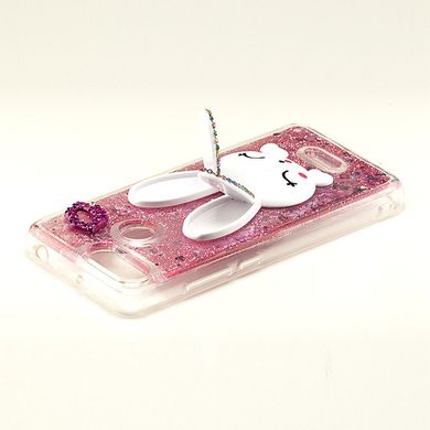 Чехол Glitter для Xiaomi Redmi 6A бампер жидкий блеск Заяц Розовый