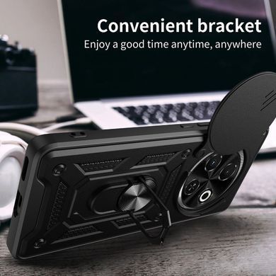 Чехол Hide Shield для Tecno Spark 30C / KL5n бампер противоударный с подставкой кольцом Black
