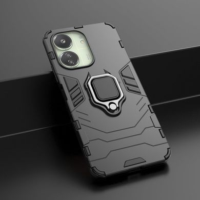 Чехол Iron Ring для Xiaomi Redmi 13C противоударный бампер с подставкой Black