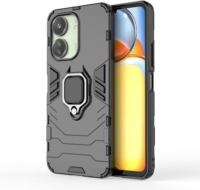 Чехол Iron Ring для Xiaomi Redmi 13C противоударный бампер с подставкой Black