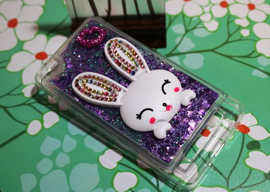 Чехол Glitter для Xiaomi Redmi 4a бампер жидкий блеск Заяц Фиолетовый