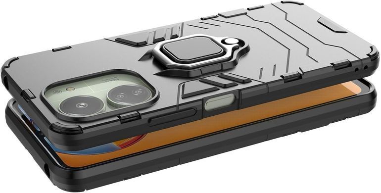 Чехол Iron Ring для Xiaomi Redmi 13C противоударный бампер с подставкой Black