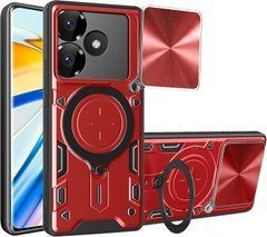 Чехол Magnetic Shield для Xiaomi Redmi 13x бампер противоударный с подставкой кольцом Red