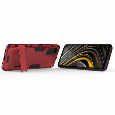 Чохол Iron для Xiaomi Poco M3 бампер протиударний з підставкою Red