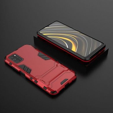 Чехол Iron для Xiaomi Poco M3 бампер противоударный с подставкой Red