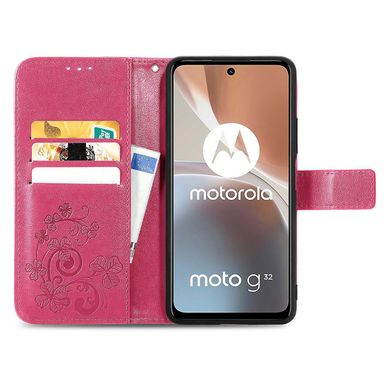 Чехол Clover для Motorola Moto G32 книжка кожа PU с визитницей малиновый