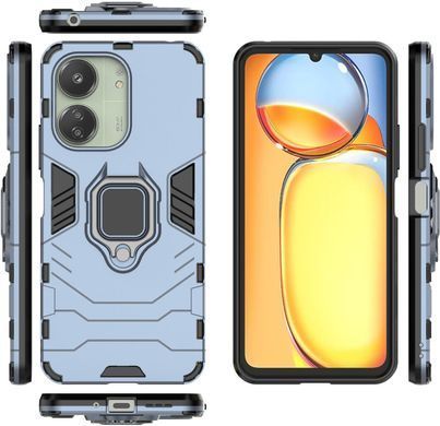 Чехол Iron Ring для Xiaomi Redmi 13C противоударный бампер с подставкой Navy-Blue