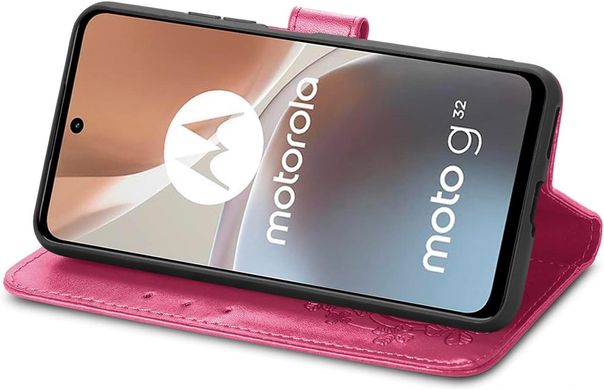 Чехол Clover для Motorola Moto G32 книжка кожа PU с визитницей малиновый