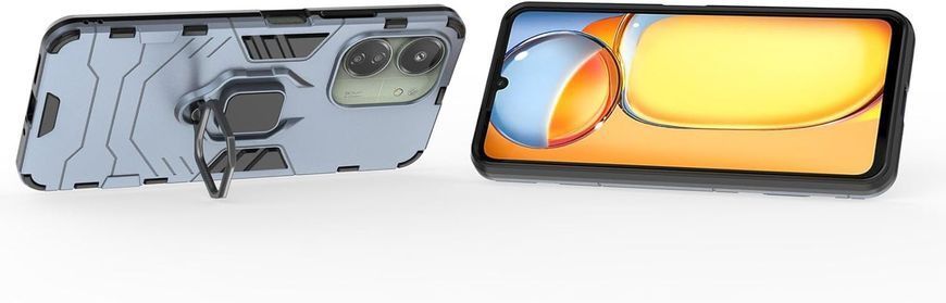 Чехол Iron Ring для Xiaomi Redmi 13C противоударный бампер с подставкой Navy-Blue