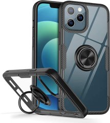 Чехол Crystal для Iphone 12 Pro Max бампер противоударный с подставкой Transparent Black
