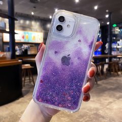 Чехол Glitter для Iphone 12 бампер жидкий блеск фиолетовый