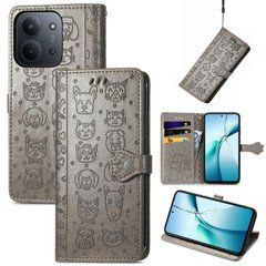Чехол Embossed Cat and Dog для Xiaomi Poco C85 4G EU 173 mm книжка кожа PU с визитницей серый