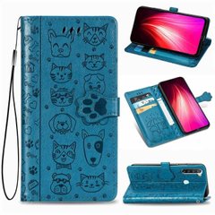 Чехол Embossed Cat and Dog для Xiaomi Redmi Note 8 книжка кожа PU Blue
