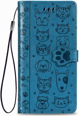Чохол Embossed Cat and Dog для Xiaomi Redmi Note 8 книжка шкіра PU Blue