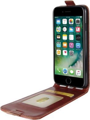 Чехол IETP для iPhone SE 2022 флип вертикальный кожа PU коричневый