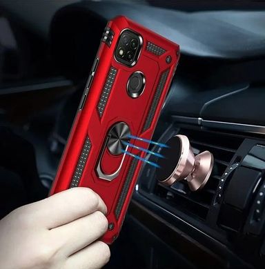 Чехол Shield для Xiaomi Redmi 10A бампер противоударный с подставкой Red
