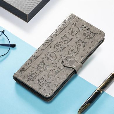 Чехол Embossed Cat and Dog для Xiaomi Poco C85 4G EU 173 mm книжка кожа PU с визитницей серый