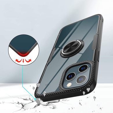 Чехол Crystal для Iphone 12 Pro Max бампер противоударный с подставкой Transparent Black