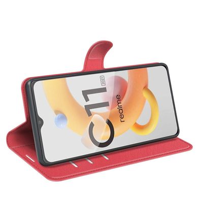 Чехол IETP для Realme C11 2021 книжка кожа PU с визитницей красный