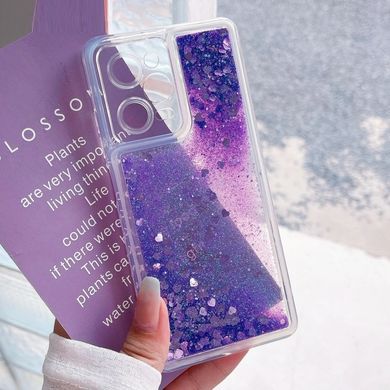 Чехол Glitter для Xiaomi Redmi Note 12 Pro 5G бампер жидкий блеск аквариум фиолетовый