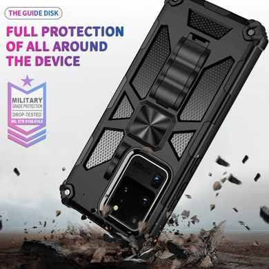 Чехол Shockproof Shield для Samsung Galaxy S20 Ultra / G988 бампер противоударный с подставкой Black