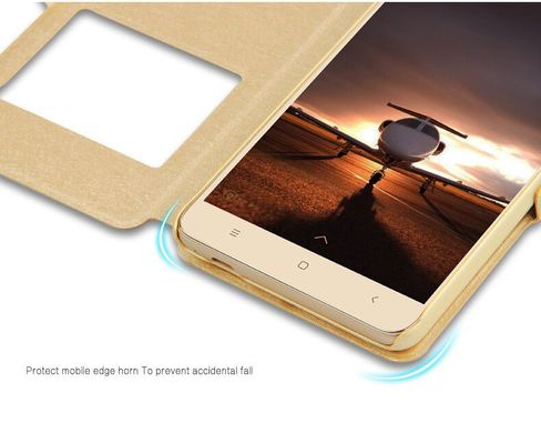 Чехол Window для Xiaomi Redmi 3s / Redmi 3 pro книжка с окошком Gold