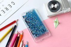 Чехол Glitter для Xiaomi Redmi 4a Бампер Жидкий блеск синий УЦЕНКА