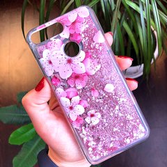 Чехол Glitter для Huawei Y6 2018 бампер Жидкий блеск аквариум Sakura
