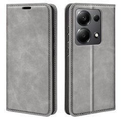Чехол Taba Retro-Skin для Xiaomi Redmi Note 13 книжка с визитницей кожа PU серый