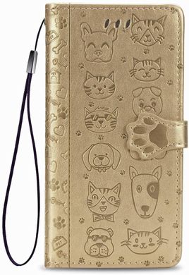 Чохол Embossed Cat and Dog для Xiaomi Redmi Note 8 книжка шкіра PU Gold