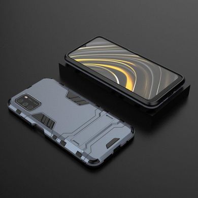 Чохол Iron для Xiaomi Poco M3 бампер протиударний з підставкою Dark-Blue