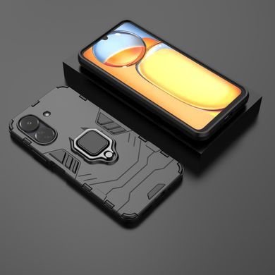 Чехол Iron Ring для Xiaomi Poco C65 противоударный бампер с подставкой Black