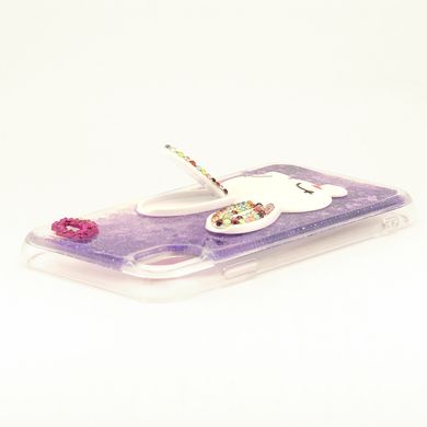 Чехол Glitter для Iphone XR бампер жидкий блеск Заяц Фиолетовый