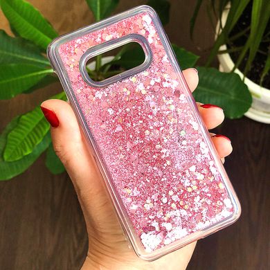Чехол Glitter для Samsung Galaxy S10e / G970 бампер Жидкий блеск Розовый