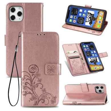 Чехол Clover для Iphone 11 Pro Max книжка с узором кожа PU розовое золото