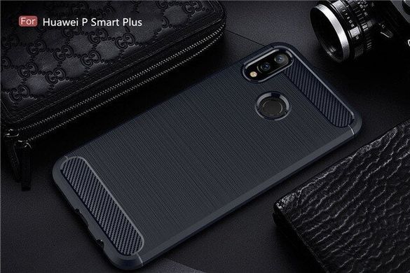 Чехол Carbon для Huawei P Smart Plus / INE-LX1 бампер Blue