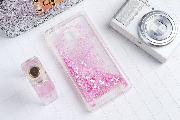 Чехол Glitter для Xiaomi Redmi 3s / 3 Pro Бампер Жидкий блеск сердце розовый