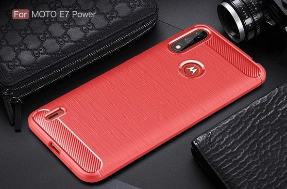 Чехол Carbon для Motorola Moto E7i / E7 Power / E7i Power бампер противоударный Red