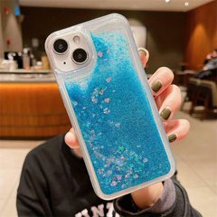 Чехол Glitter для Iphone 13 бампер жидкий блеск синий
