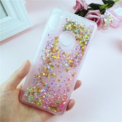 Чехол Glitter для Samsung Galaxy M20 бампер Жидкий блеск звезды Розовый