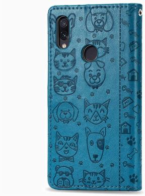 Чохол Embossed Cat and Dog для Xiaomi Redmi Note 7 / Note 7 Pro книжка шкіра PU Blue