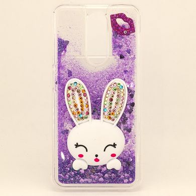 Чехол Glitter для Xiaomi Redmi 8 бампер жидкий блеск Заяц Фиолетовый