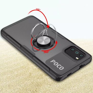 Чехол Crystal для Xiaomi Poco M3 бампер противоударный с подставкой Transparent Black