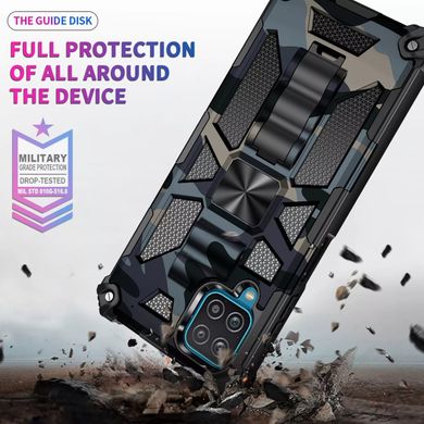 Чехол Military Shield для Samsung Galaxy M12 2021 / M127 бампер противоударный с подставкой Navy-Blue