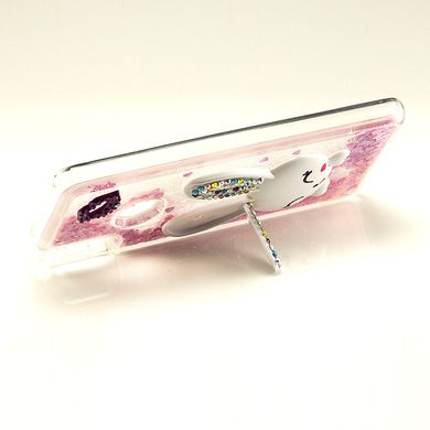 Чехол Glitter для Huawei P Smart Plus / INE-LX1 бампер Жидкий блеск аквариум Заяц Розовый